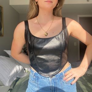 Black “Leather” Corset Top